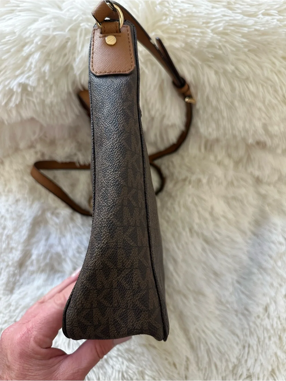 Michael Kors Jet Set Brown MK Signature Coated Canvas Crossbody Messenger Bag